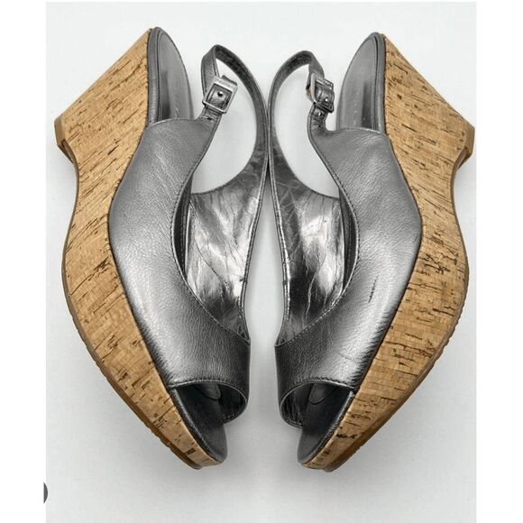 Calvin Klein Heidy Platform Cork Wedge Heels, Slingback Pumps, Sz 8.5 - Picture 1 of 11